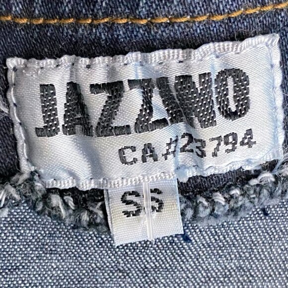 Vintage Jazzino Dark Wash Embroidered Beaded Button Up Denim Vest S - Picture 6 of 12